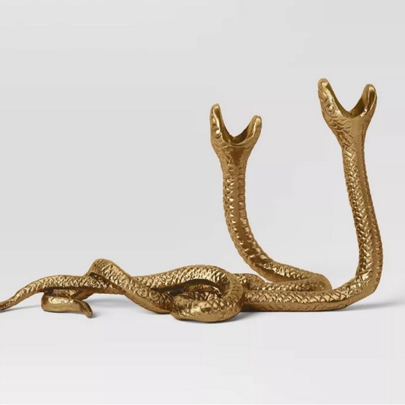 Gold Two headed Snaked Taper Candle Stand Holder -NWTS - Threshold - Picture 2 of 13
